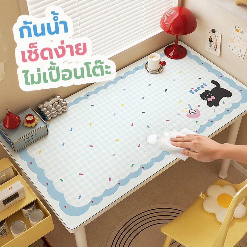 แผ่นรองเมาส์ แผ่นรองโต๊ะ โต๊ะคอม โต๊ะทำงาน หนังเทียม กันน้ำ กันเปื้อน กันรอย เช็ดง่าย