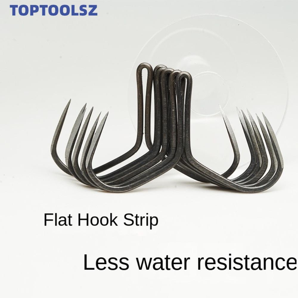 TOPTOOLS 10 ชิ้นตะขอตกปลา,เหล็กคาร์บอนสูง Duple Hooks ตะขอผีเสื้อ, 2024 บด Nonbarb สีดํานิกเกิล Strong Anchor Hook Tackle Accessorie