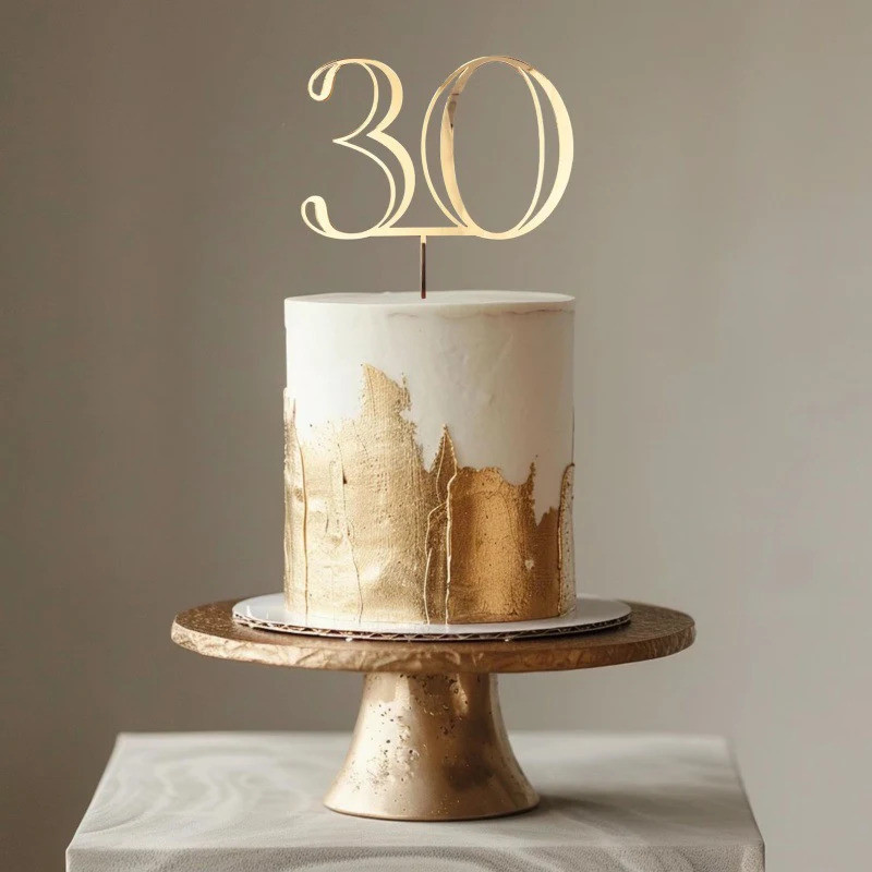 18 20 30 50th Acrylic Number Cake Topper For Adult Kid Happy Birthday Party Cake Decoration Wedding 