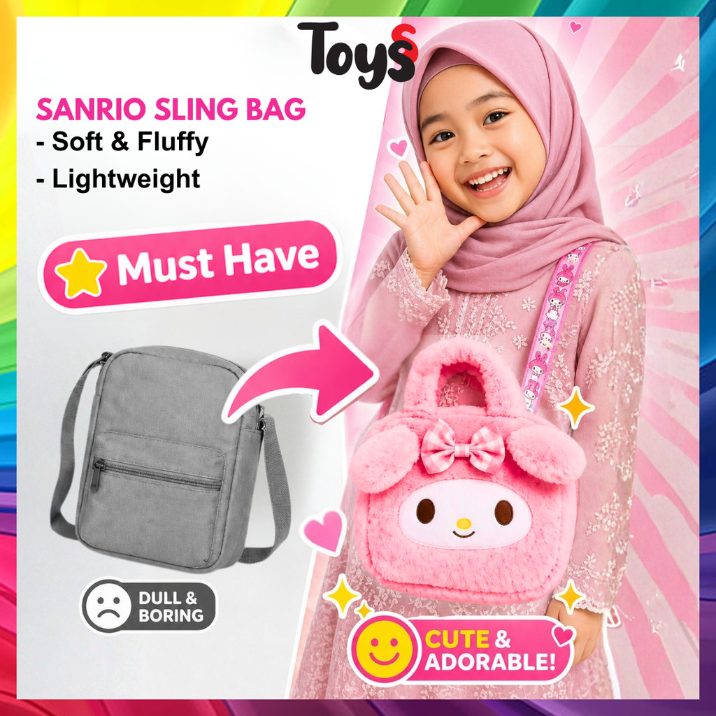 Toyss Melody Sling Bag Kids BagLotso Budak Beg Sanrio Kuromi Bag Sling Bag Sanrio Kids Hello Kitty B