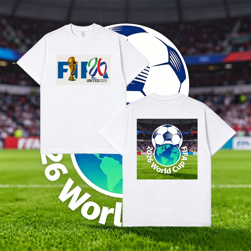 แฟชั่น 2026 FIFA World Cup เสื้อยืดผ้าฝ้ายกิจกรรมฟุตบอล Jointly สามประเทศ "One World One Goal" เสื้อ