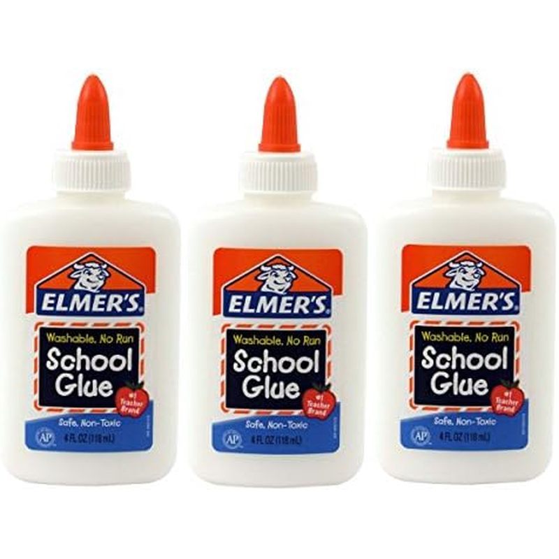 Elmer's Washable No-Run School Glue, 4 oz, 3 Pack