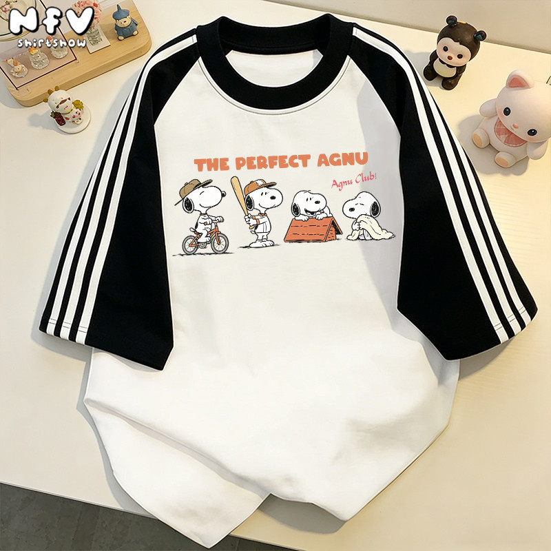 【จัดส่งตลอด 24 ชั่วโมง】NFV สไตล์เกาหลี เสื้อยืดเปล่า เสื้อยืดทรงหลวม ดีไซน์คลาสสิค Snoopy ระบายอากาศ YG3600