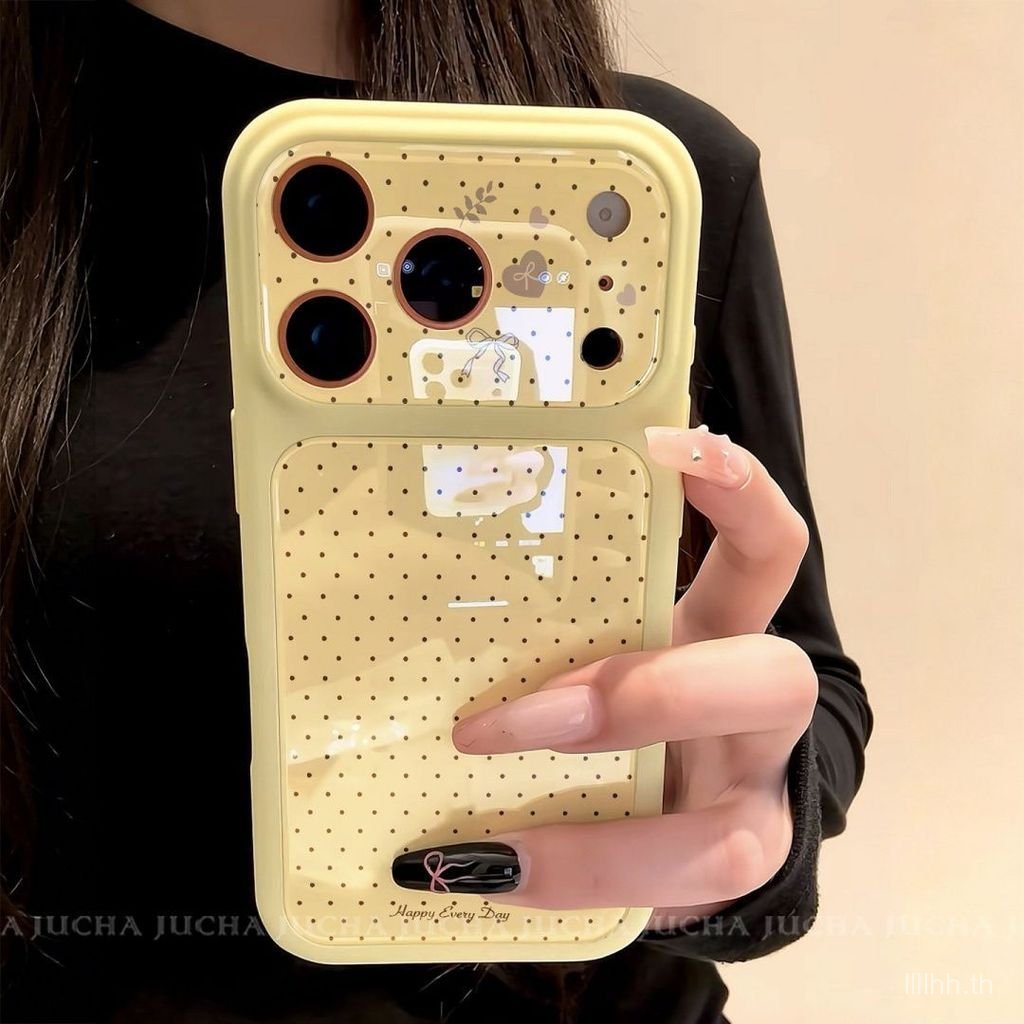 เคสโทรศัพท์ เหมาะสําหรับ iPhone 11 12 13 14 15 16 17 Pro max ภาษาอังกฤษ Polka Dot Love กันกระแทกกันก