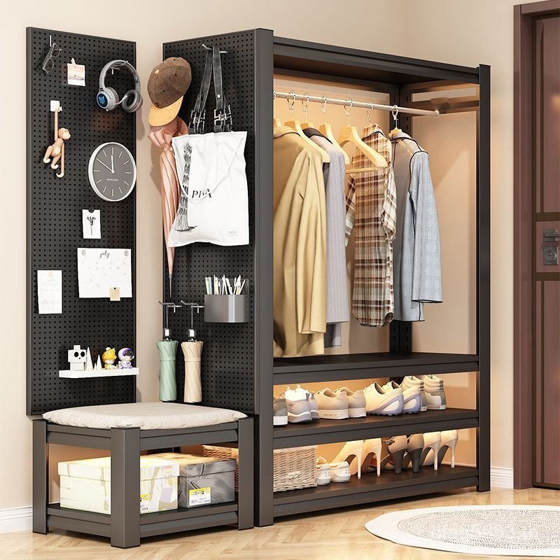 ตู้เสื้อผ้าห้องเช่าราวแขวนเสื้อเสื้อผ้า Wei Goods Rack ชั้นในครัวเรือนยาวหลายชั้นไม้แขวนเสื้อห้องนอน