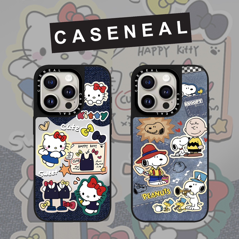 CASENEAL การ์ตูนคาวบอยแมวสุนัขกระจกใบหน้าเคสโทรศัพท์สําหรับ iPhone 17 Pro Max 16 ProMax 15Pro 14 Plus 13 12 โทรศัพท์กันกระแทกขอบนุ่มฮาร์ดป้องกันกรณี