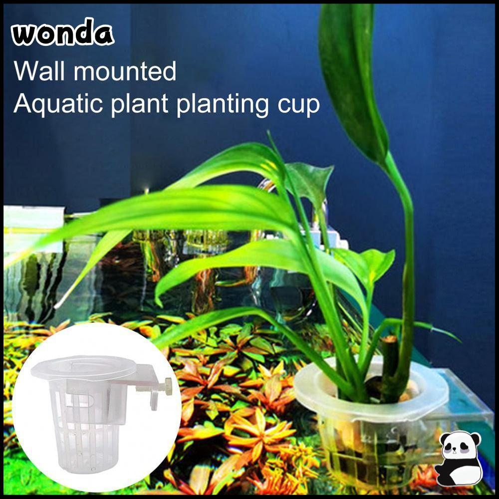 WONDA 2 ชิ้นถังปลา Planter ถ้วย,พร้อมรูปรับแขวน Aquarium ผู้ถือพืช, Aquascape ตกแต่ง ABS Aquarium Pl
