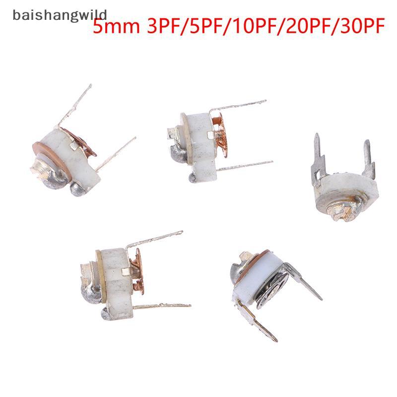 Bwth 5PCS 5 มม.เซรามิค Trimmer Capacitor ชุด 3PF 5PF 10PF 20PF 30PF Jelly