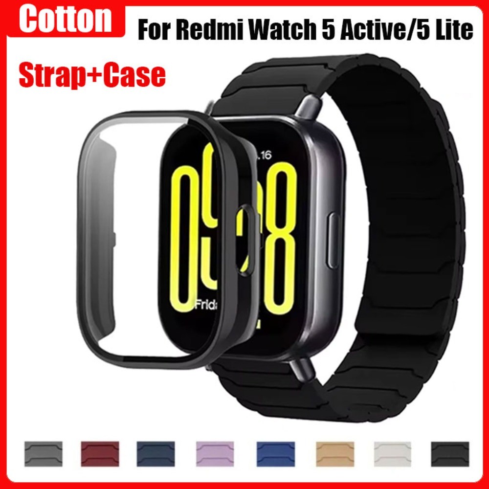 สายซิลิโคนแม่เหล็ก + PC สําหรับ Redmi Watch 5 Active/Lite สําหรับ Xiaomi Redmi Watch 3 Active/Lite สร้อยข้อมือ + กรณี