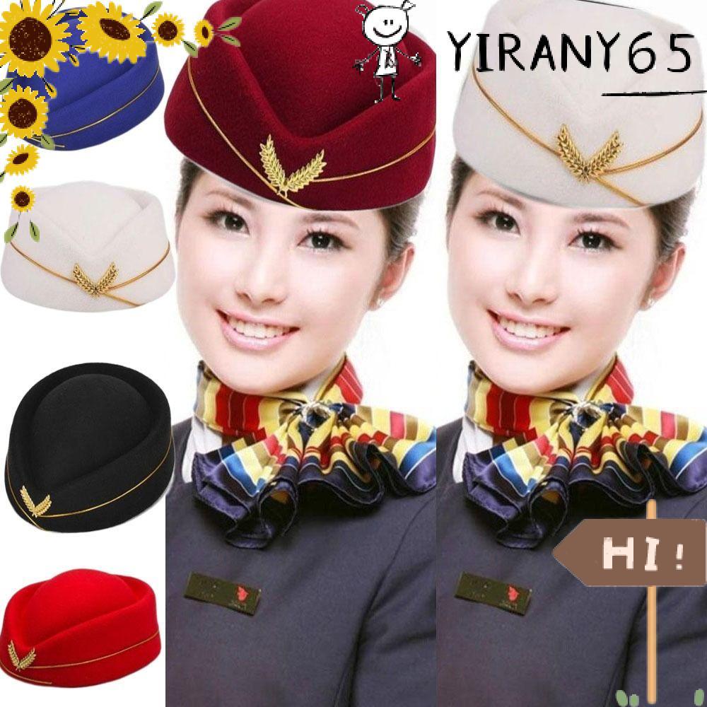 YIRAN Stewardess หมวกคุณภาพสูงหมวกทํางานอุปกรณ์เสริมเครื่องแต่งกายหมวกเบเร่ต์