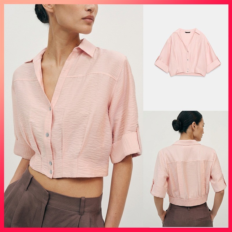 Lanmon ZA Summer เสื้อเชิ้ตแขนสั้นแฟชั่นสตรีใหม่