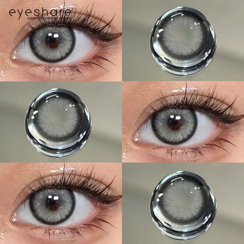(COD) คอนแทคเลนส์ Doll Eyes Natural Cute Large เส้นผ่านศูนย์กลาง 14.2mm SEMPORNA สีเทา คอนแทคเลนส์e 