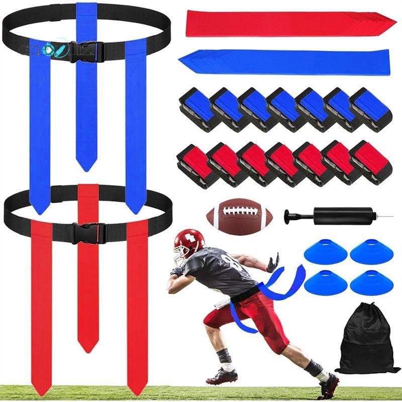 Gzhxdiizi ชุดสายเข็มขัดฟุตบอล FLAG สําหรับ 14 ผู้เล่น Flag Football Accessories