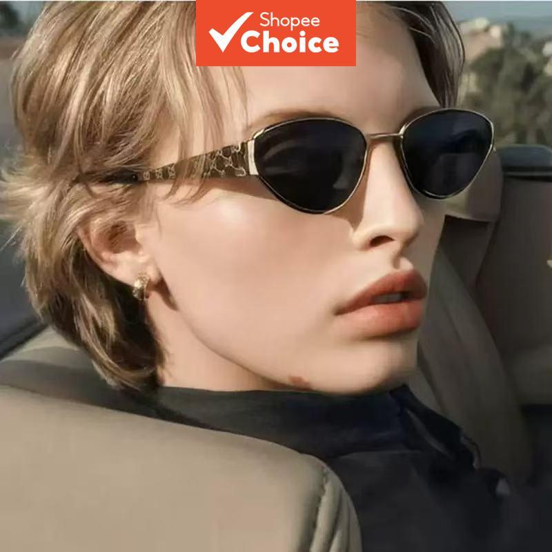 สําหรับ Cat Eye แว่นตากันแดดโลหะผู้หญิง Uv400 อินเทรนด์ Minimalist Casual อเนกประสงค์