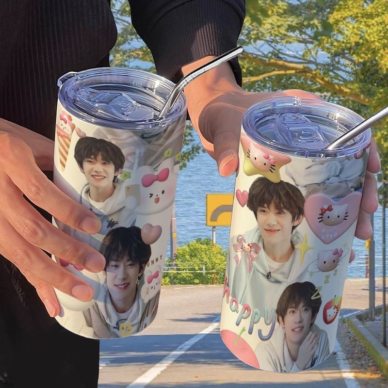 Yi Yang Qianxi Merchanded Coffee การเก็บรักษาสแตนเลสมูลค่าสูงอุ่น#易烊千玺周边咖啡高颜值不锈钢保温