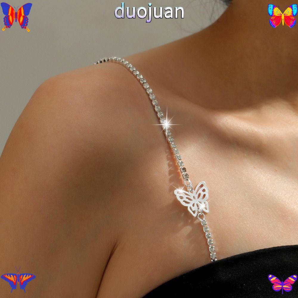 ดูโอ้ สายรัดชุดชั้นใน, สายรัดไหล่โลหะคริสตัล, เข็มขัดไหล่ผีเสื้อแบบปรับได้แบบถอดได้สร้างสรรค์สําหรับผู้หญิง