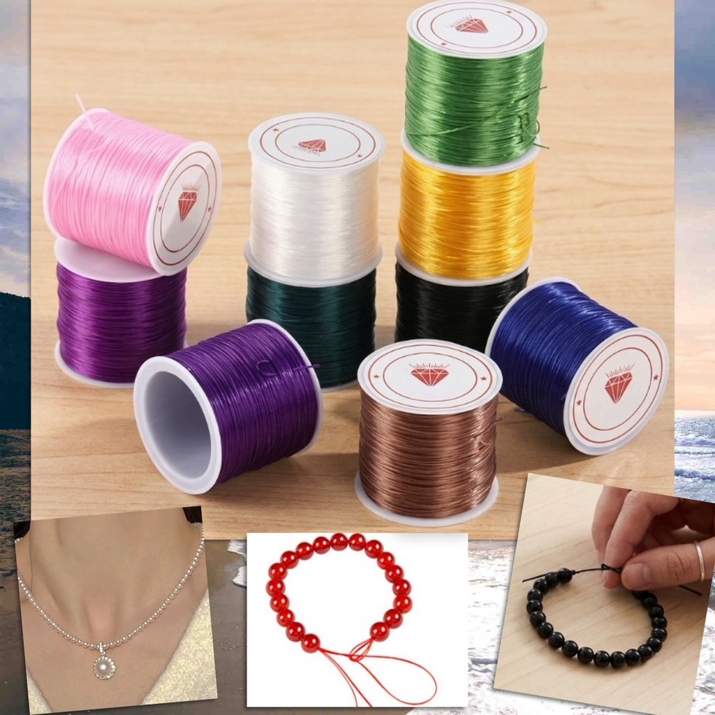 🆕 ด้ายยืด ไหมยืด เอ็นยืด ร้อยสร้อย ร้อยลูกปัด เครื่องประดับ DIY หนา 0.8 ซม. ยาว 50 เมตร รุ่นอัพเกรด ทอพิเศษ 🆕