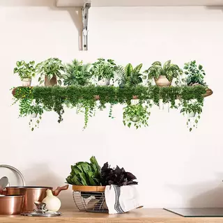 BDGF สีเขียว Dill ใบแขวนตะกร้า Wall Stiers ห้องนอนห้องนั่งเล่น Wall Beautification พืชสีเขียว Decor Courtyard Wall Decals TH