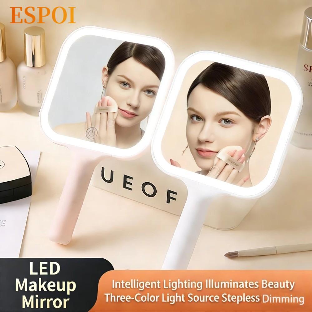 ESPOI กระจกแต่งหน้าอัจฉริยะ LED 3 แสง ปรับความสว่างได้ พกพาสะดวก หน้าจอสัมผัส สําหรับเดินทางและบ้าน