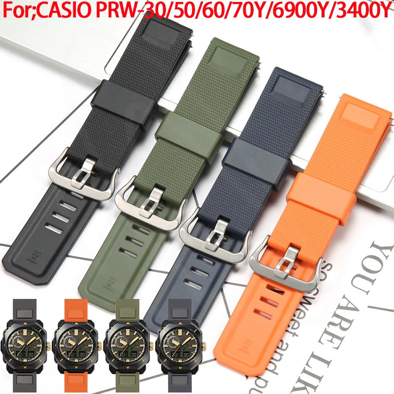 Watch Accessories 23mm Quick Release Strap For Pro-trek PRW 30 50 60 70Y 6900Y 3400Y TPU Watchband W
