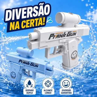 Pistola de Água Maluca – Pegadinha Dupla Direção, Azul e Branca, Jato Longo pra bico de mentira nova prime