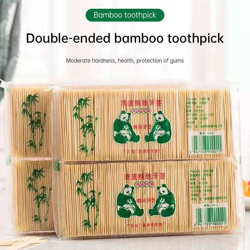 ไม้จิ้มฟันไม้ไผ่ธรรมชาติ ปลอดภัย ไม่ผสมสารเคมี เป็นมิตรต่อสิ่แวดล้อม,60/140ชิ้น ไม้จิ้มฟันไม้ไผ่ แบบปลายแหลมสองหัว พกพา