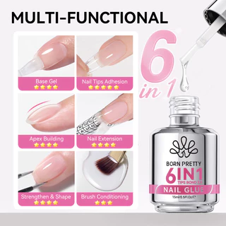 【Local】BORN PRETTY รุ่นอัพเกรดใหม่ 2.0 6-in-1 กาวทาเล็บเจลยาทาเล็บ Strengthener เล็บปลอมเคล็ดลับ Gule ฐานเจล Top Coat Soak Off Nail Art 15ml