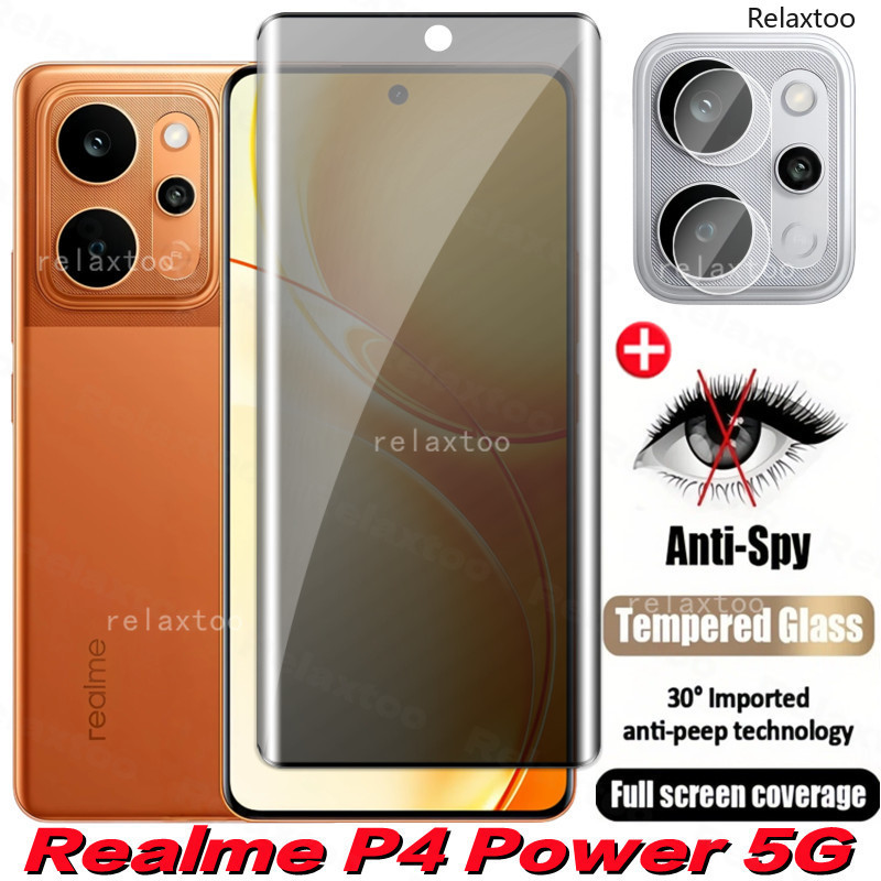 2IN1 ความเป็นส่วนตัวหน้าจอปกป้องกระจกโทรศัพท์ฟิล์มสําหรับRealmeP4 Realme P4 Power P4Power RealmeP4Power RMX5107 5G 2026 โค้งAnti Spyหน้าจอด้านหน้าปกป้องกระจกนิรภัยฟิล์มโทรศัพท์