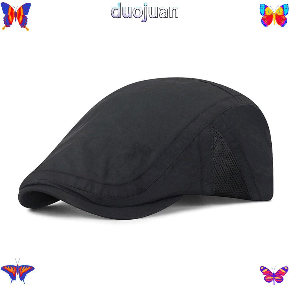 DUOJUAN Beret หมวกผู้ชาย,Breathable Mesh Newsboy Cap, Casual Adjustable Speed Drying Forward Hat Outdoor