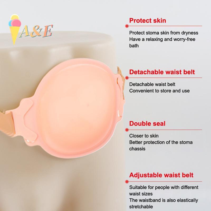 [QIMO] 1 ชิ้นฝาครอบ Ostomy Stoma ฝักบัว Colostomy Protector Wound Bath เข็มขัดกันน้ําครอบคลุมอุปกรณ์ปรับ Guard ยืด