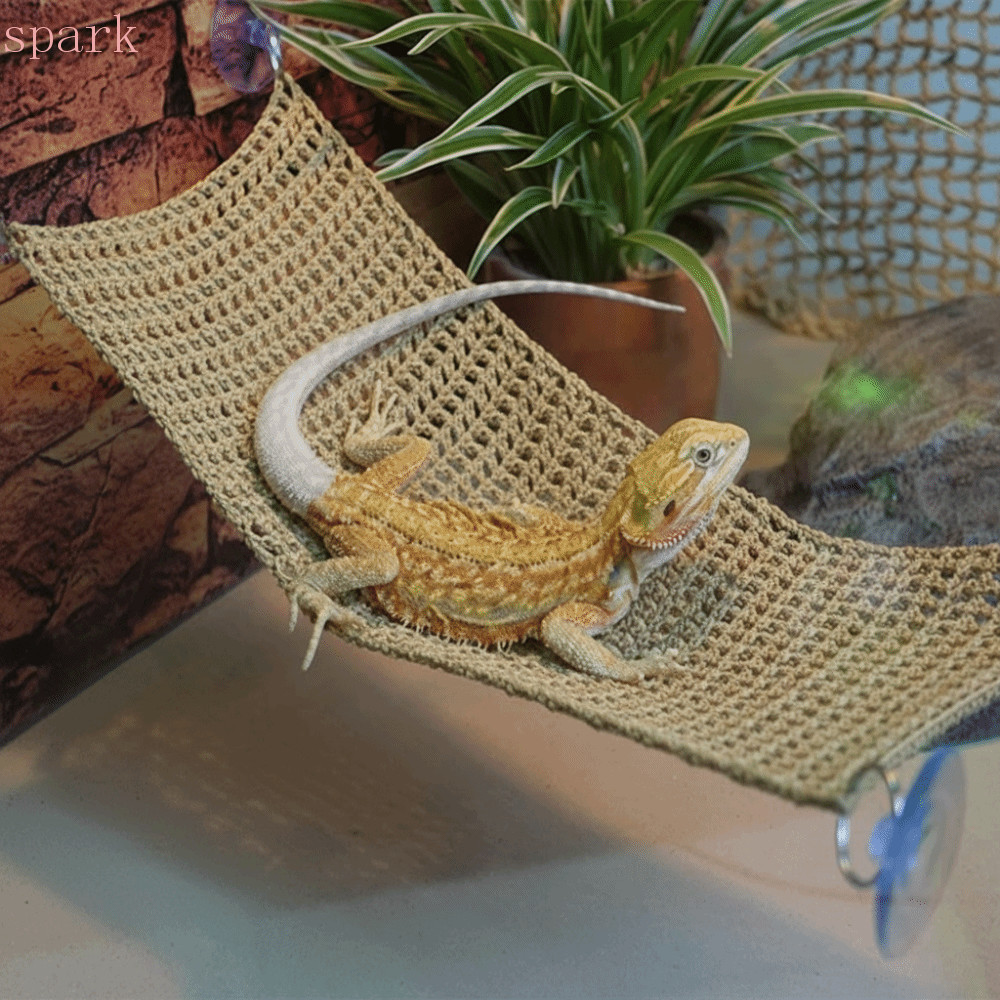 SPARKLE Lizard Hammock,ตกแต่งแขวนสัตว์เลี้ยงปีนเขาสุทธิ,อุปกรณ์เสริมสัตว์เลื้อยคลานถ้วยดูดตาข่ายระบายอากาศสัตว์เลื้อยคลานตาข่ายเปลญวน Terrarium ภูมิทัศน์