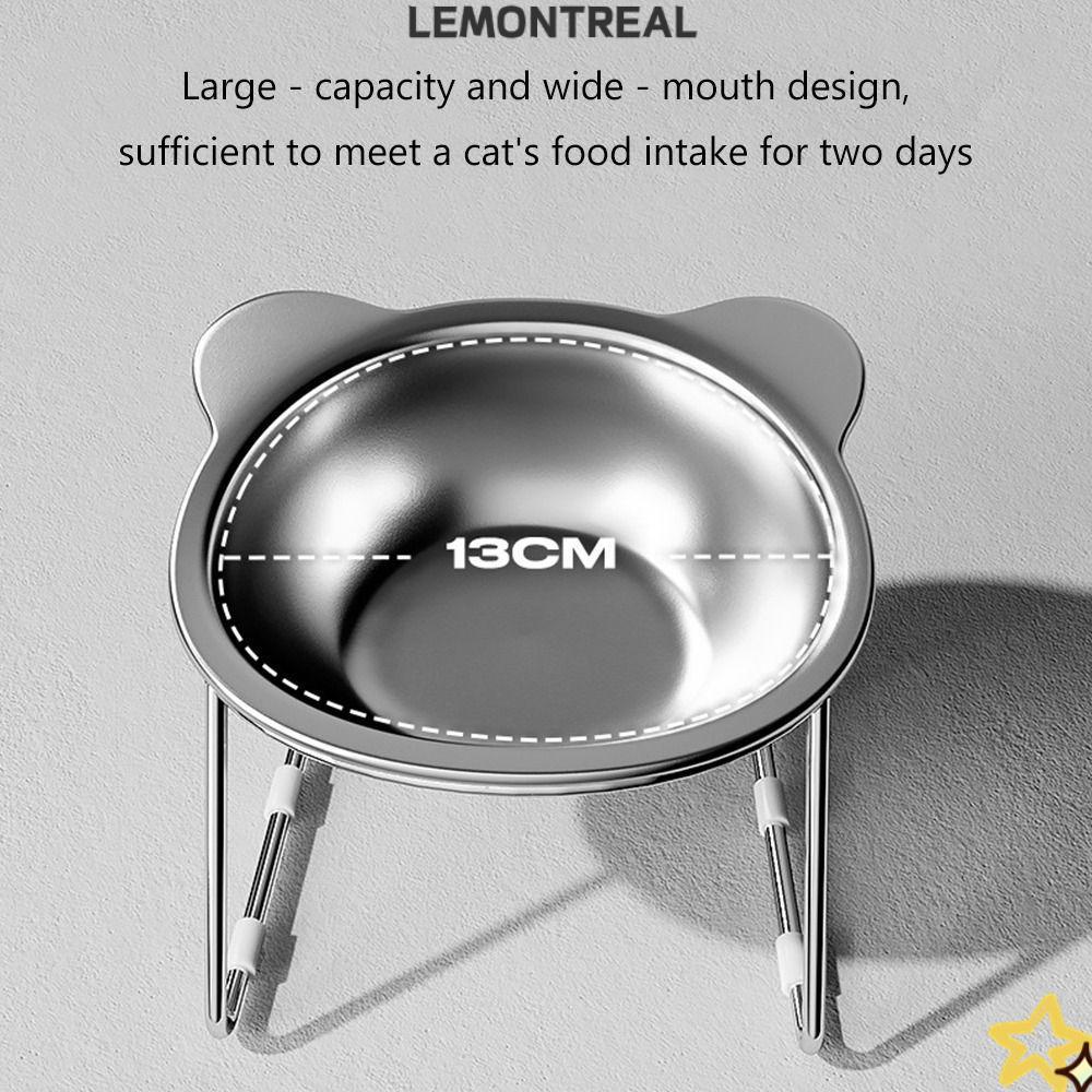 LEMONTREAL ชามแมว ชามอาหารแมวแบบเอียงยกสูง มีเสถียรภาพ 15° ยามคอ 304 ชามสุนัขสแตนเลสสําหรับลูกสุนัขและแมว ราคา ถูกที่สุด ดีลบีเคเค