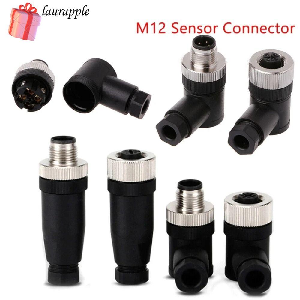 LAURAPPLE M12 Sensor Connector, 4 5 8 Pin ชายหญิงซ็อกเก็ต M12 ปลั๊กการบิน, Power Adapte M12 Sensor C
