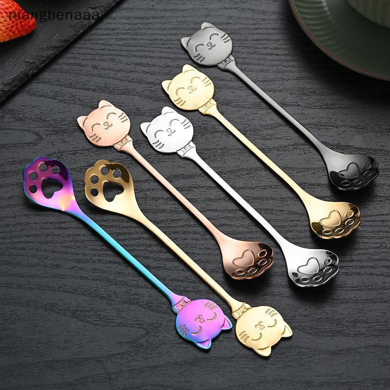 (nniangbenaaa) สแตนเลสกาแฟผสมช้อน Creative Cat Claw ช้อนไอศกรีมเค้กขนมหวานช้อนชา Scoops บนโต๊ะอาหารอุปกรณ์ครัวใหม่
