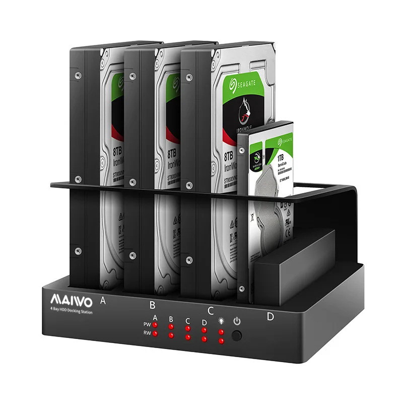 4 Bay Hard Drive Enclosure Sata to USB 3.0 ภายนอก Multi-Bay 2.5 และ 3.5 นิ้ว HDD SDD Docking Station