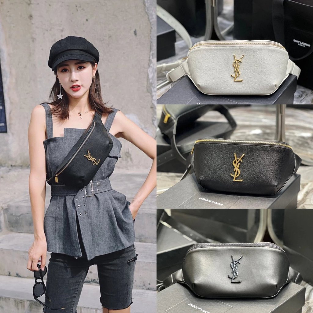 YSL Classic Caviar กระเป๋าหนังแท้ แบบคาดเอวและสะพายหลัง เหมาะสำหรับทั้งผู้ชายและผู้หญิง