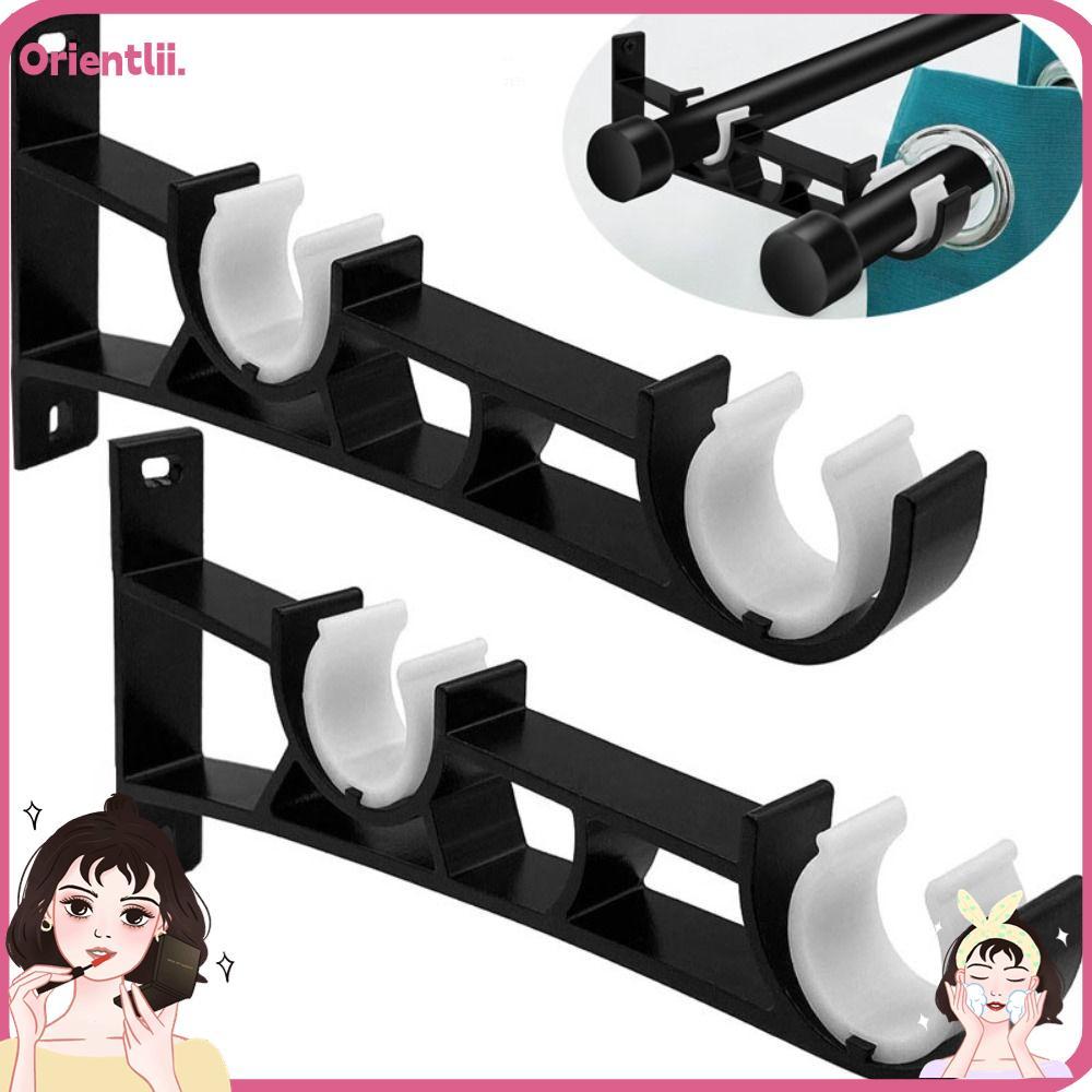 ขายึดราวม่าน ORIENTTK ที่วางราวม่านโลหะผสมอลูมิเนียมสําหรับงานหนักสําหรับผนัง ติดทนนาน 7.29 นิ้วขายึดราวม่านคู่สีดําที่ทนทานสําหรับก้าน 1 นิ้ว