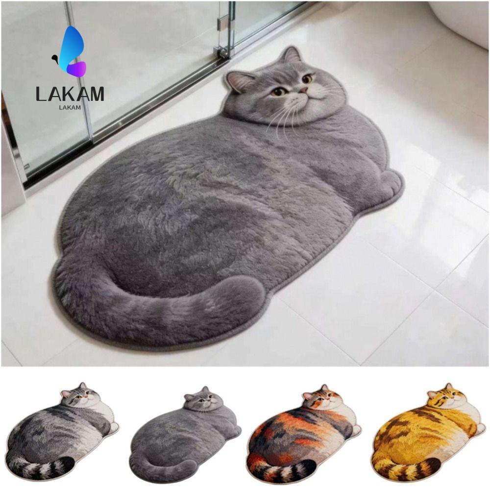 ลาคัม น่ารักแมวคริสตัลกํามะหยี่แผ่นพื้น,40*60เซนติเมตรรัสเซียสีฟ้าห้องน้ําพรม,ทนทานลื่นขิงแมวดูดซับน้ําประตูห้องนอนพรมขนาดเล็กห้องนั่งเล่นโต๊ะน้ําชาข้างเต