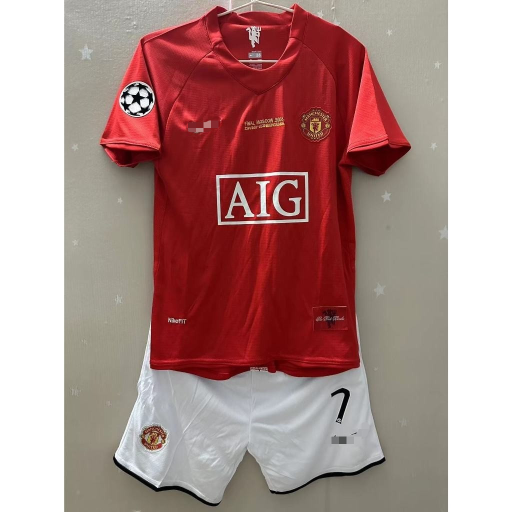 2007-08 Man United Retro Kids Jersey – Ronaldo & Rooney Custom Vintage T-Shirt (คุณภาพสูง)