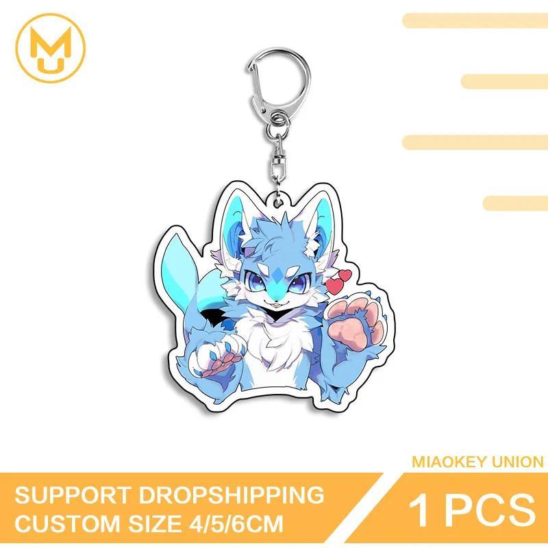 Furry อะนิเมะพวงกุญแจกระเป๋าแฟชั่นโปร่งใส DIY พวงกุญแจอะคริลิค Chibi สร้างสรรค์ที่น่าสนใจสอง
