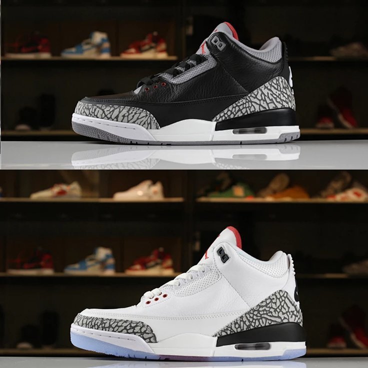 AJ3 Black Cement รองเท้าผู้ชาย สีดำ ขาว ซีเมนต์ และน้ำเงิน University of North Carolina สำหรับใส่เล่