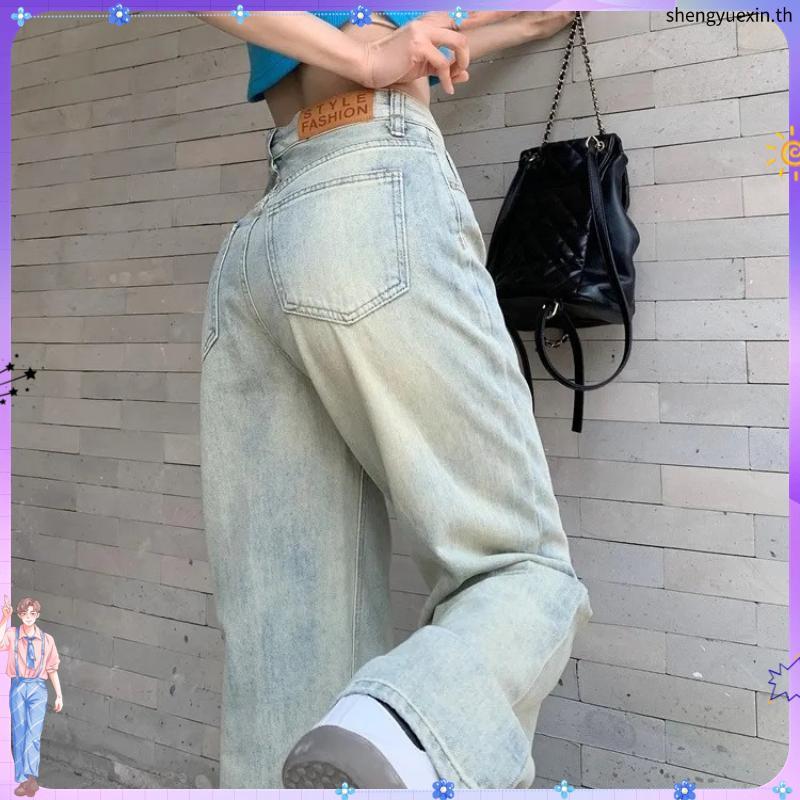 EMILIA SHOP กางเกงขายาว กางเกงยีสน์ผู้หญิง ทรงหลวม ๆ ตรง สไตล์ ทันสมัย ทันสมัย สบายๆ WNK23B0RZH 48Z2
