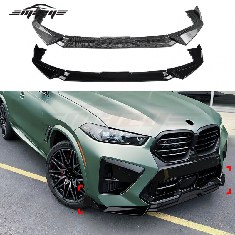 เหมาะสําหรับ BMW X5M F95 X6M F96 LCI 2024 + ด้านหน้าริมฝีปากด้านหน้าพลั่วสปอยเลอร์การปรับเปลี่ยนเซอร