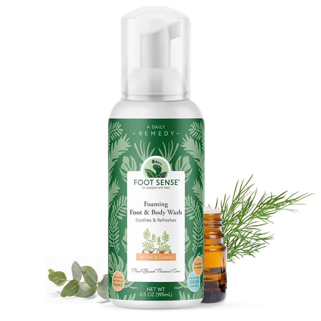 Foot Sense Tea Tree Oil Foaming Foot & Body Wash – สบู่โฟมบําบัดธรรมชาติสําหรับเท้าเหม็น, เล็บและผิว