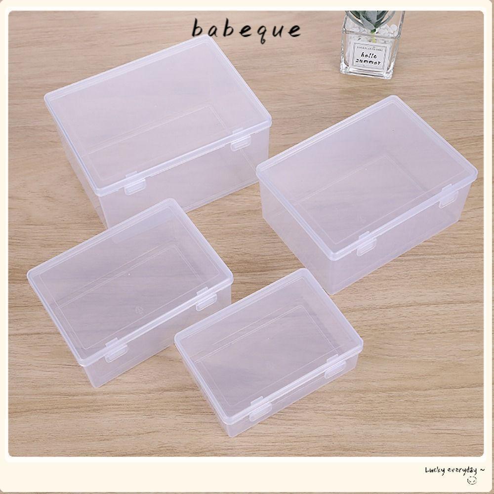BABEQUE 1 ชิ้นกล่องเก็บ,สี่เหลี่ยมผืนผ้าหนาพลิกกล่อง,กันฝุ่นแบบพกพาขนาดเล็กขนาดกลางขนาดใหญ่พลาสติกใสสําหรับยาเครื่องประดับต่างหูเครื่องสํา