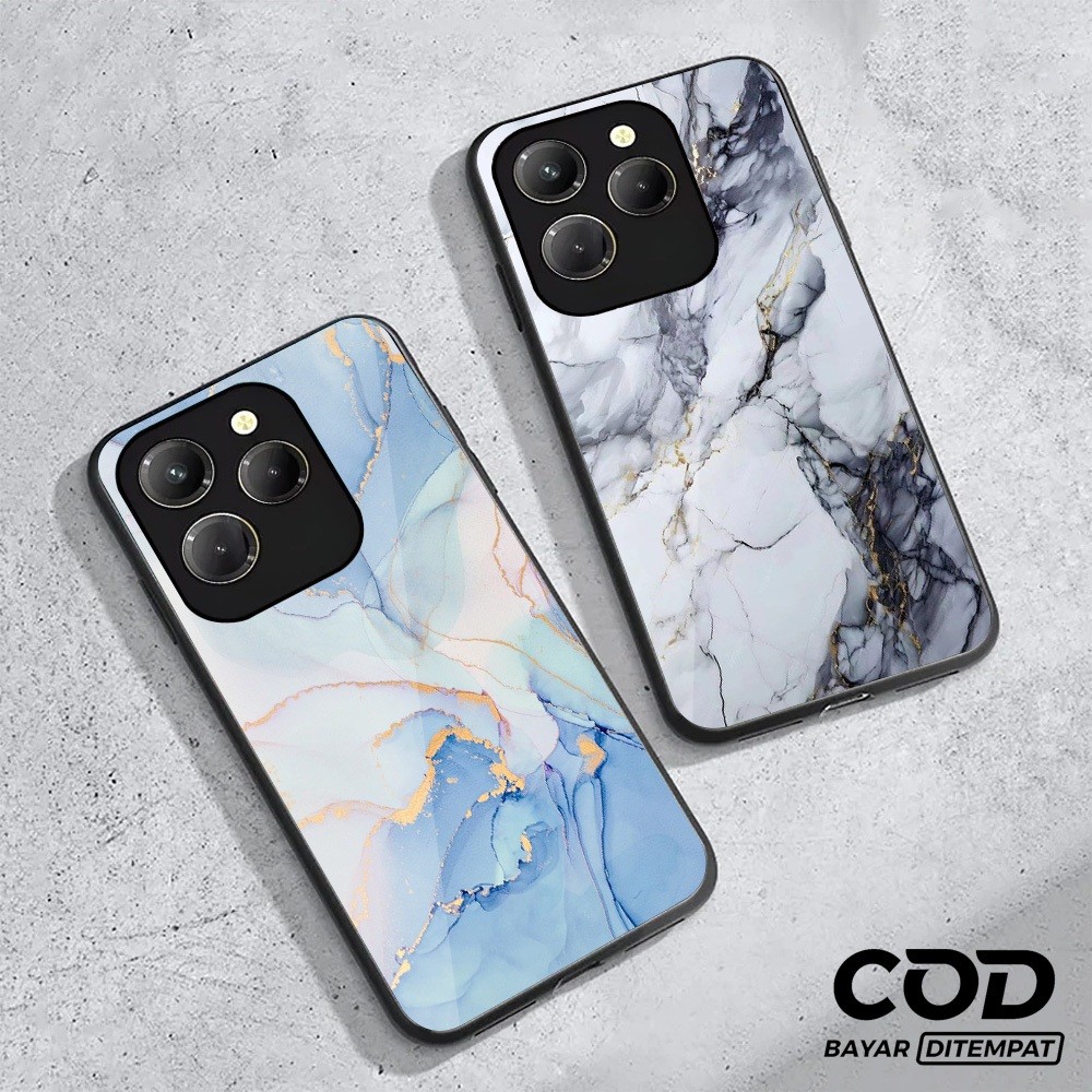 Softcase Glass Infinix Hot 40 Infinix Hot 40i Infinix Hot 40 Pro ล่าสุด 2024 [หินอ่อน M01] เคสเคลือบ