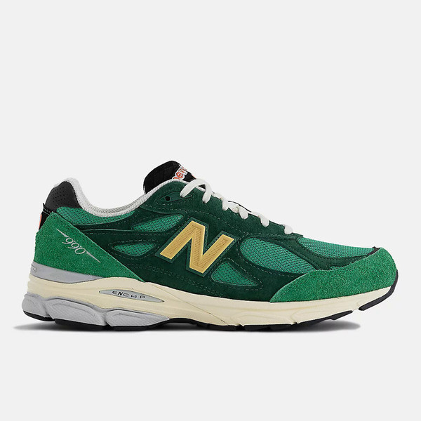 990 V3 Mens Casual Sports Shoes Retro Jogging Shoes American Suede Wear-Resistant Green Yellow [M990