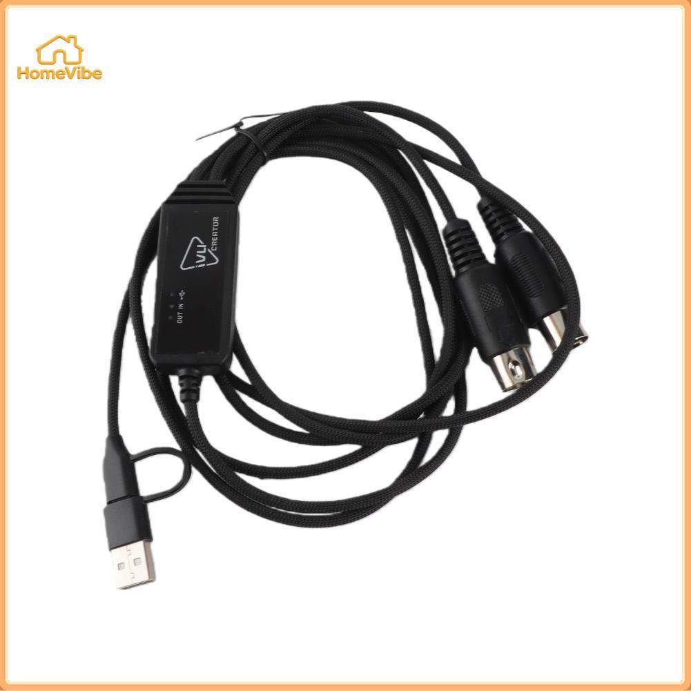 HomeVibe IVU CREATOR สาย MIDI สากล 5 พินเป็นอะแดปเตอร์แปลง USB เข้ากันได้กับระบบปฏิบัติการต่างๆ