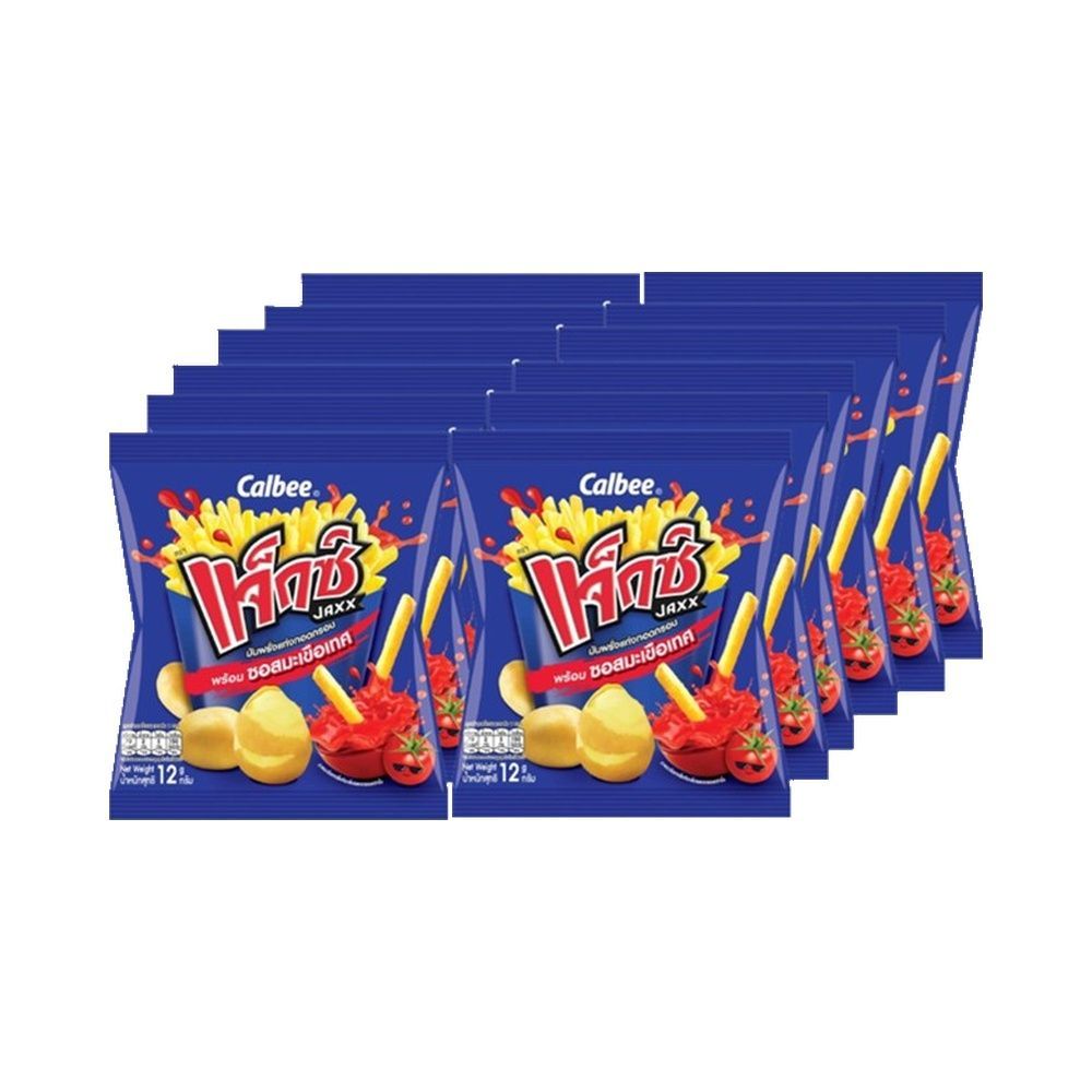 [สินค้าส่งด่วน] แจ็กซ์มันฝรั่งแท่งซอสมะเขือเทศ 12ก แพ็ค12 JAXX POTATOS NACK 12G PACK12