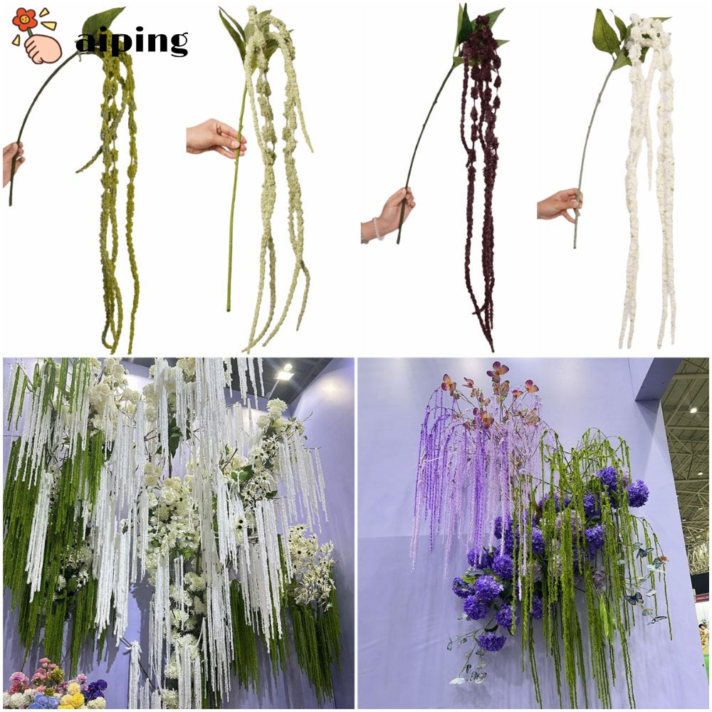 AIPING Amaranthus ประดิษฐ์แขวนพืช, 6 หัวยาวหางผักโขมจําลอง Amaranthus Caudatus, หลากสีอุปกรณ์เสริมโฟมผลไม้แขวนยาวพู่ดอกไม้